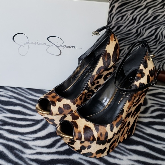 Jessica Simpson Shoes - Jessica Simpson new leopard pony hair wedges.